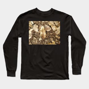 Brown Autumn Fall Leaves Background Long Sleeve T-Shirt